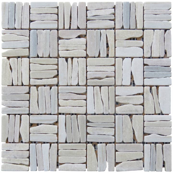 White Quartzite Alternate Pattern Mosaic for wholesale by Intrend Tile