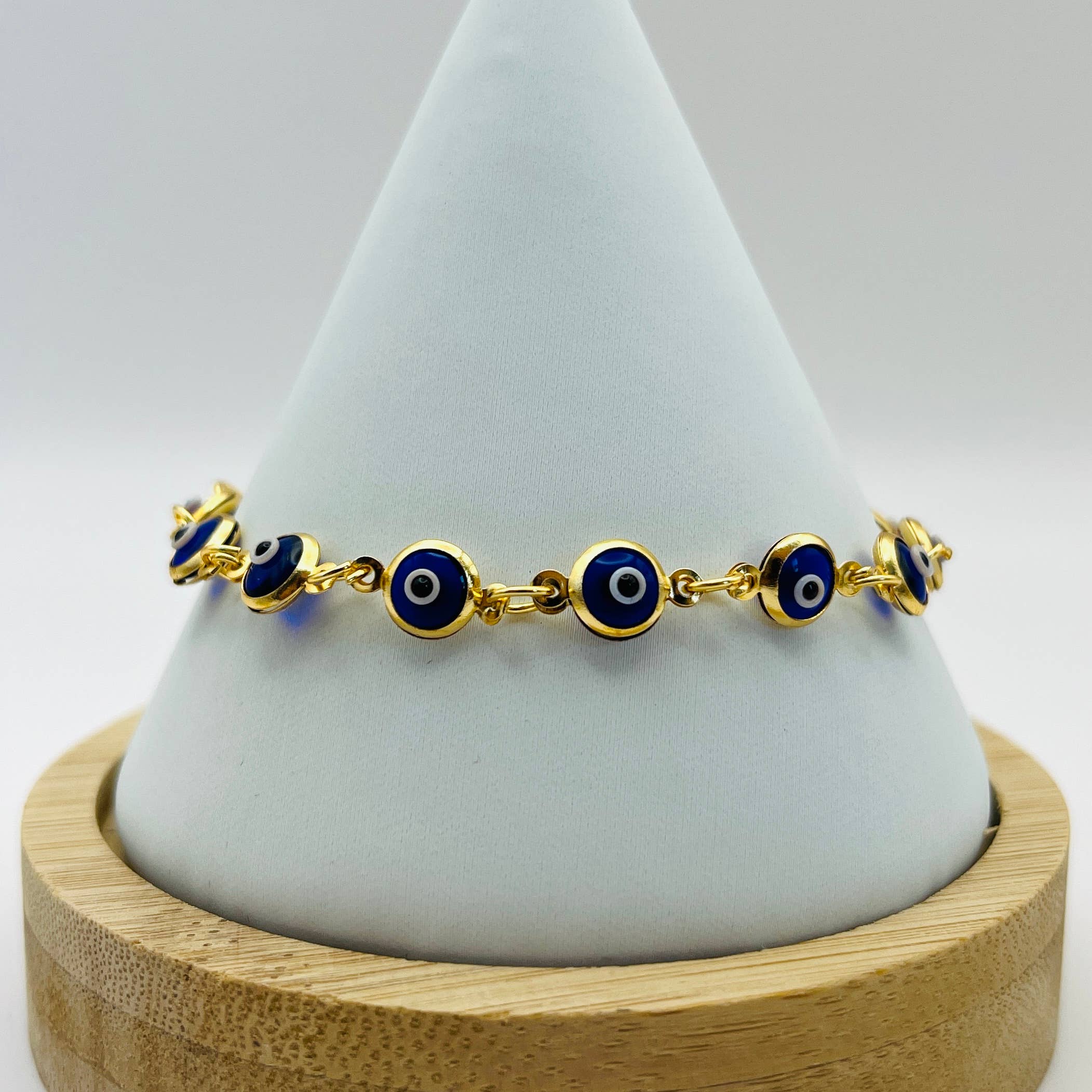 Loli - Wholesale Link & Chain Bracelet - Lux Crystal Chain Evil Eye Bracelet - Silver - Gold Color0