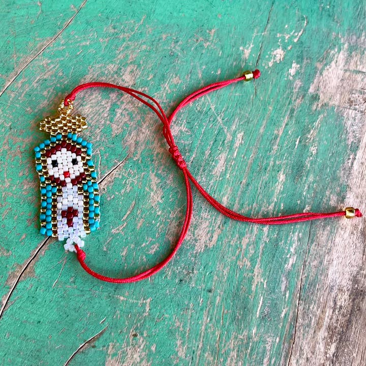Love and Honor Jesus LLC - Wholesale Beaded Bracelet - Handwoven Our Lady Glass Beaded Adjustable Bracelet