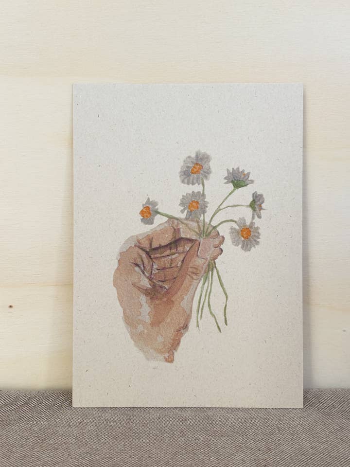 Cartolina ad acquerello A6 (10,5x14,8) | margherite a mano per la vendita all'ingrosso da parte di Li La Lore