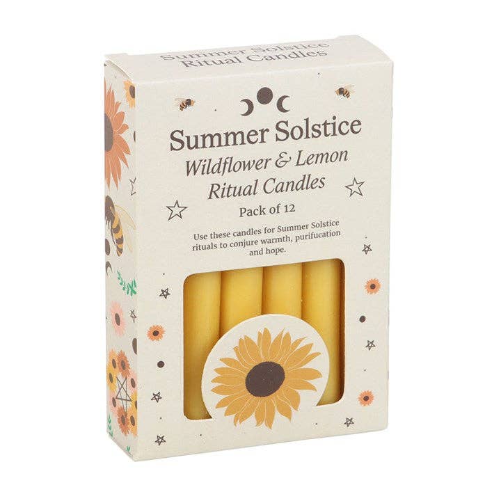 Something Different Wholesale - Wholesale Tapered Candle/Candlestick - Wildflower & Lemon Summer Solstice Ritual Candles