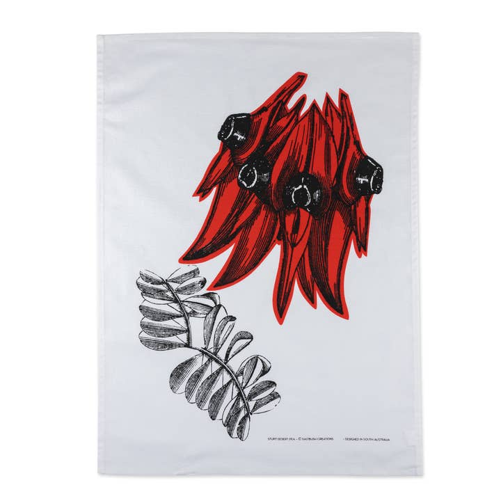 Pano de cozinha - Vintage Sturt Desert Pea por atacado de Saltbush Creations