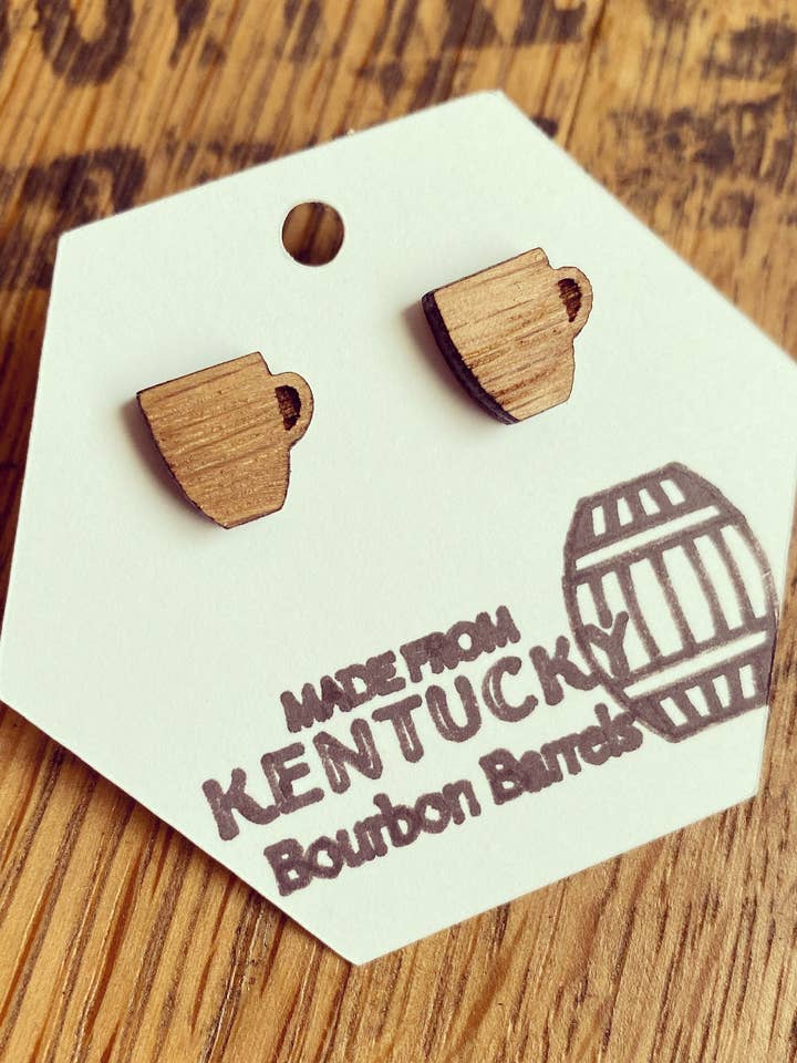 Orecchini a tazza da caffè in legno Bourbon Bourbon Reclaimed Kentucky per la vendita all'ingrosso da parte di TWWKY