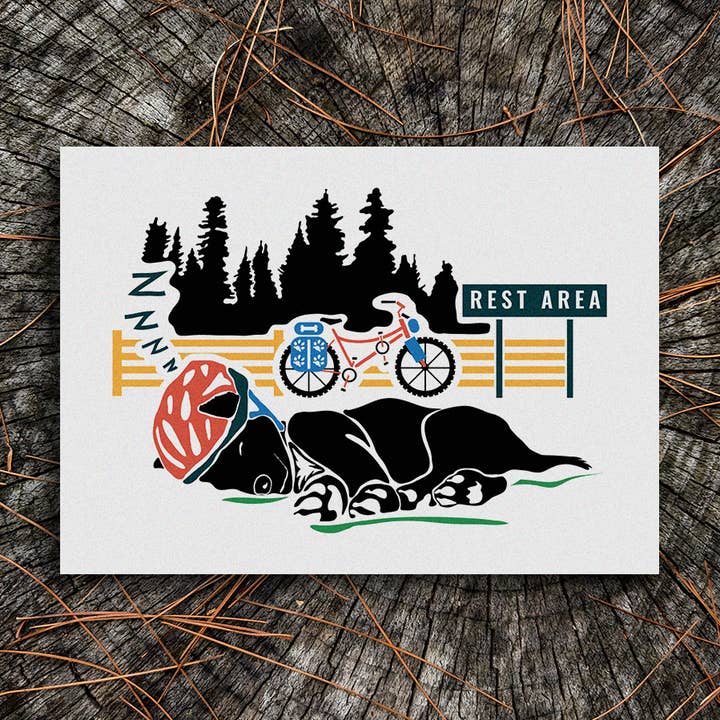 Bike Pup Print - Area di sosta | Sleepy Adventure Dog per la vendita all'ingrosso da parte di Soijen Illustrations