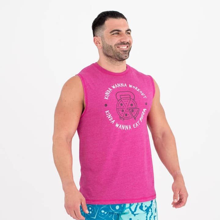 Men's Ecoactive Sleeveless T-Shirt (Pizza Fit Pink) for wholesale by Titan Box Wear