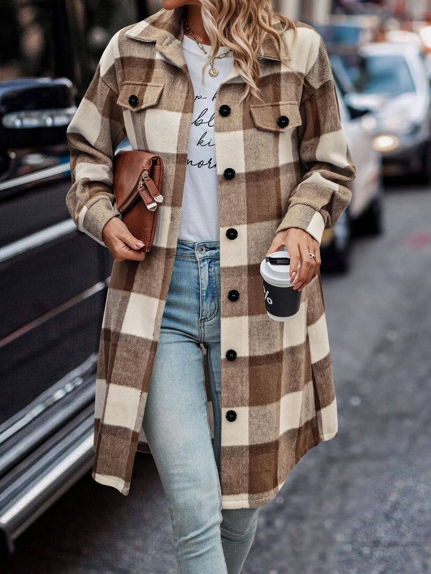 eLook - Wholesale Coat - Women's - SZ1-JK8211 Plaid Button Down Long Coat68