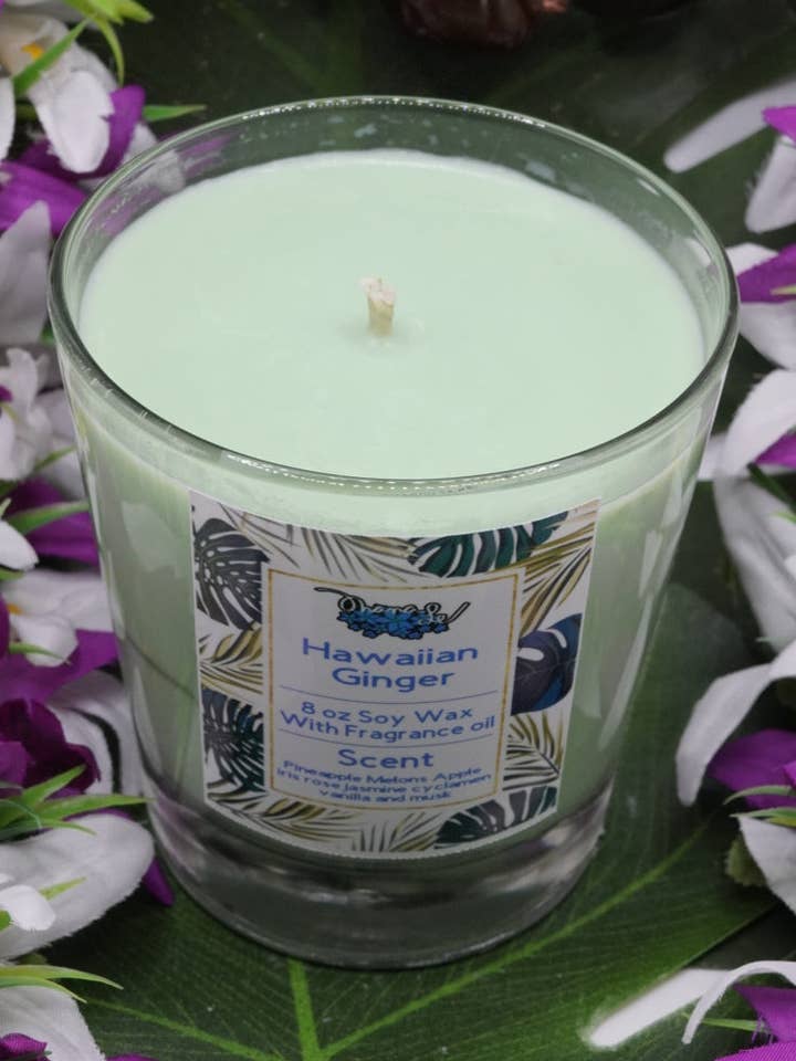 Bocal en verre à mèche de coton à mèche de soja au gingembre hawaïen pour la vente par Ohanale