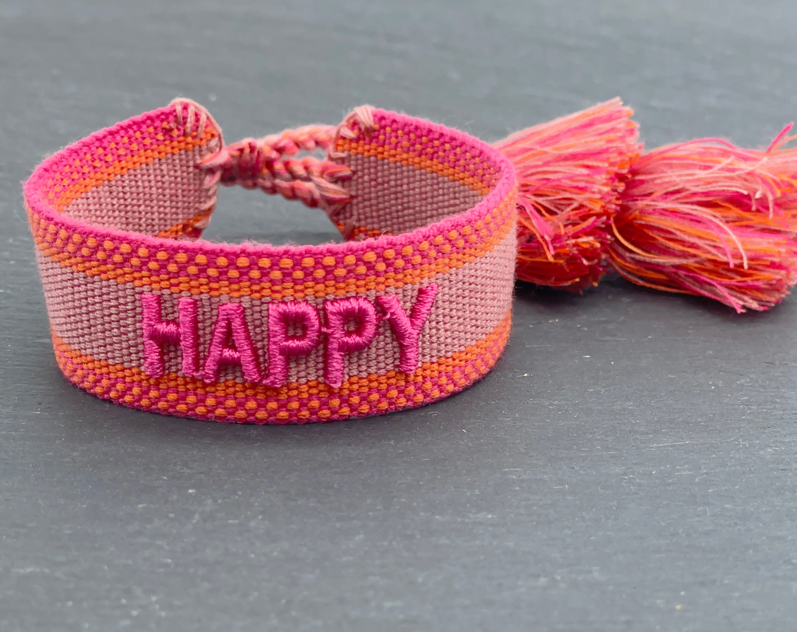 Parsley & Pepper - Wholesale Woven/Braided Bracelet - HAPPY statement bracelet woven, embroidered4