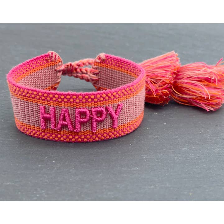 Parsley & Pepper - Wholesale Woven/Braided Bracelet - HAPPY statement bracelet woven, embroidered4