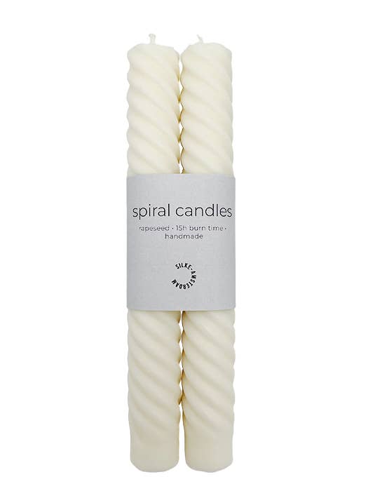 Duo Spiral taper candle (Off White) | Tapered twisted candle for wholesale by Silke-Amsterdam
