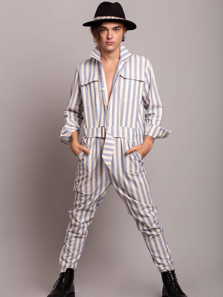 JUMPSUIT MET BLAUWE STREPEN voor wholesale door Los Pecos Mutantes