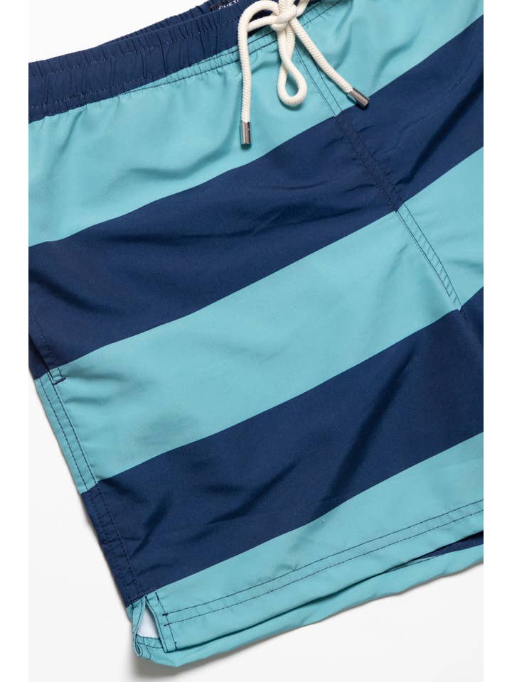 Custi Mikelo: Men's Clothing & Christmas Gifts – Calções de banho - Homem por atacado – Maiô Listrado Azul com Faixas Largas3