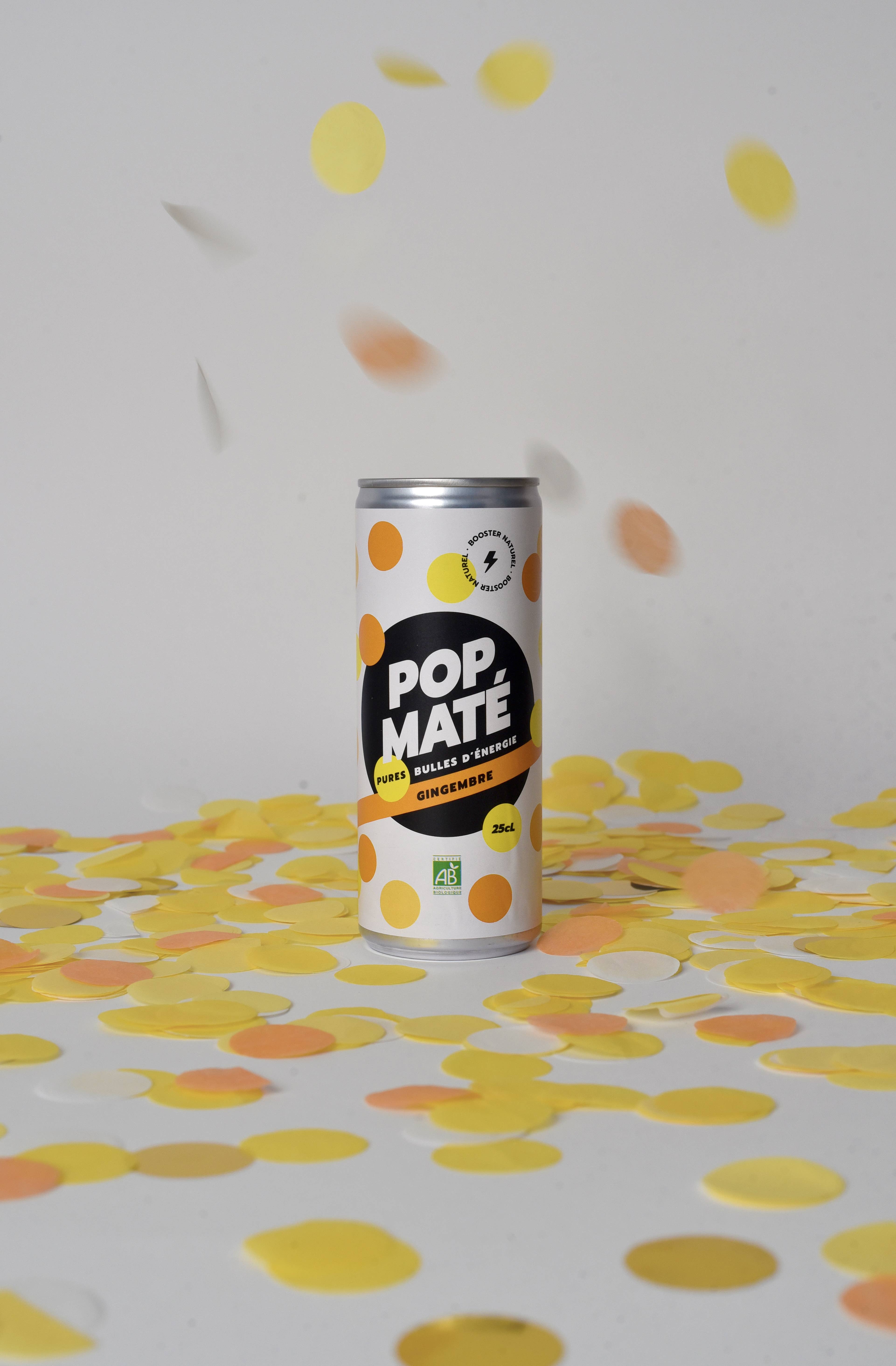 POP Maté - Wholesale Sports/Energy Drink - Organic Sparkling Mate - Ginger - Lemon - Canette2