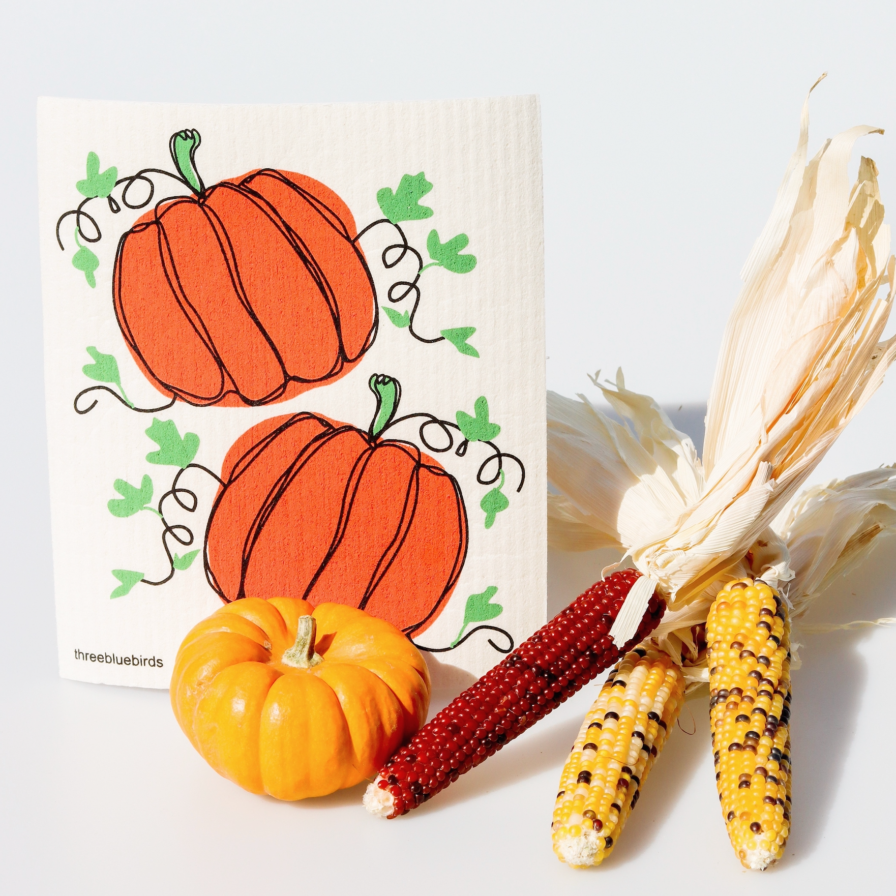 Three Bluebirds Swedish Dishcloths - Wholesale Dishcloth - Pumpkins Swedish Dishcloth1