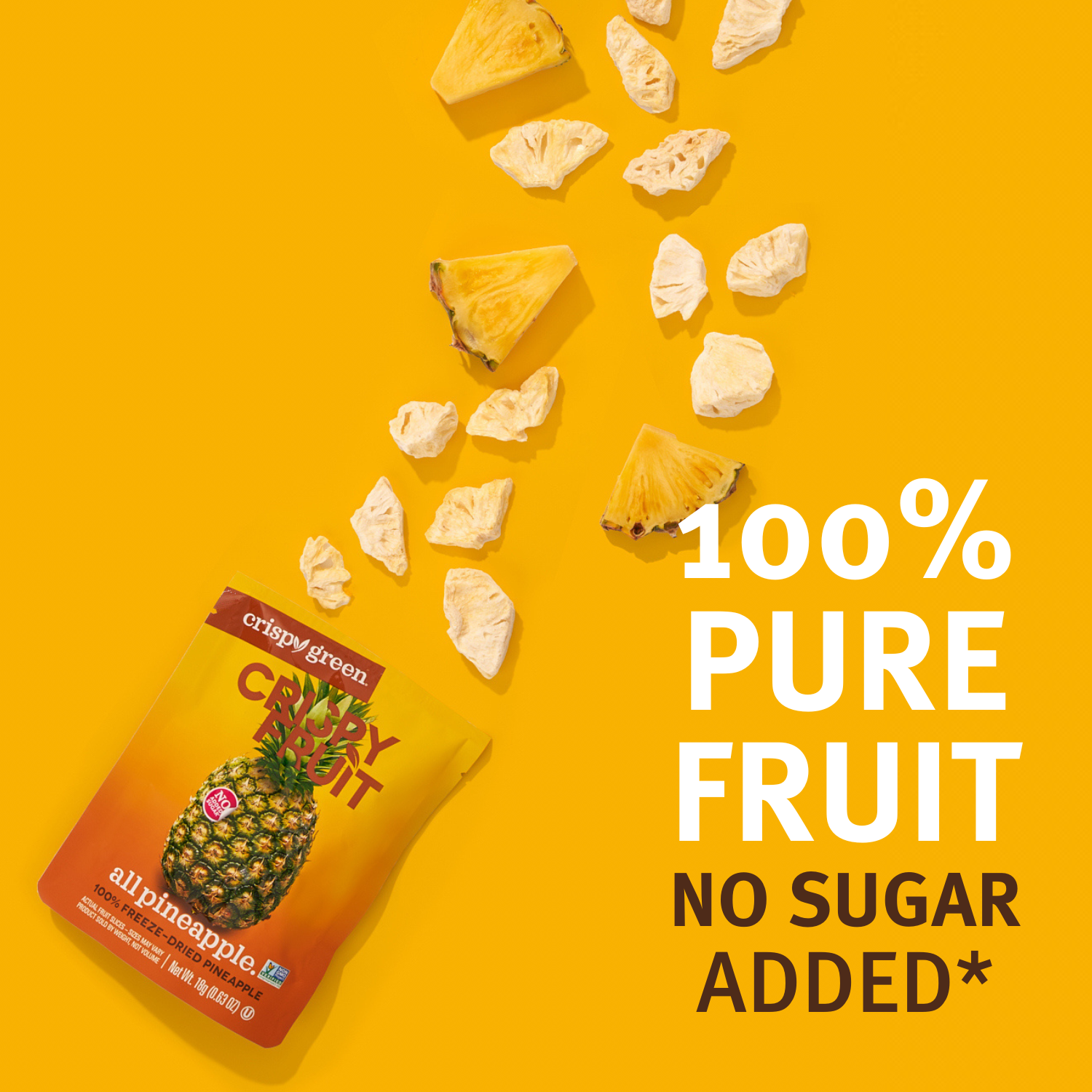 Crispy Green - Wholesale Dried/Dehydrated Fruit - Freeze Dried Pineapple 72g, Multi-pack5