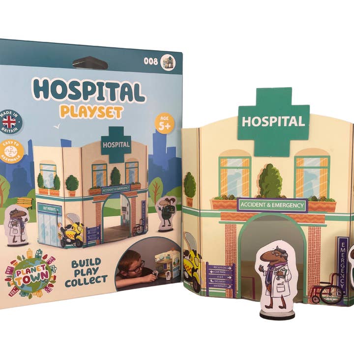 Planet Town Hospital Cardboard Playset for wholesale by The Toy Tribe