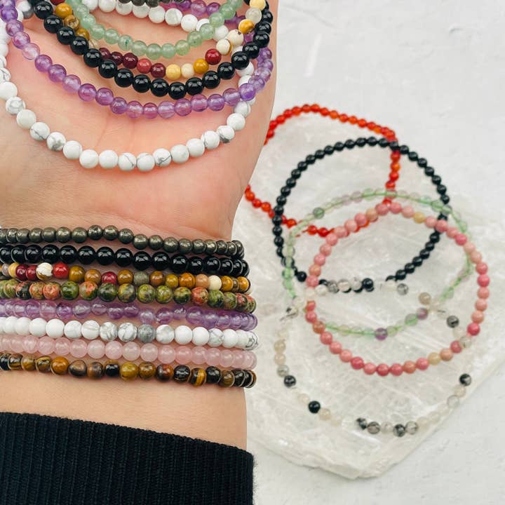 Rock Paradise - Wholesale Beaded Bracelet - 4mm Crystal Gemstone Bracelets - You Select the Gemstone -