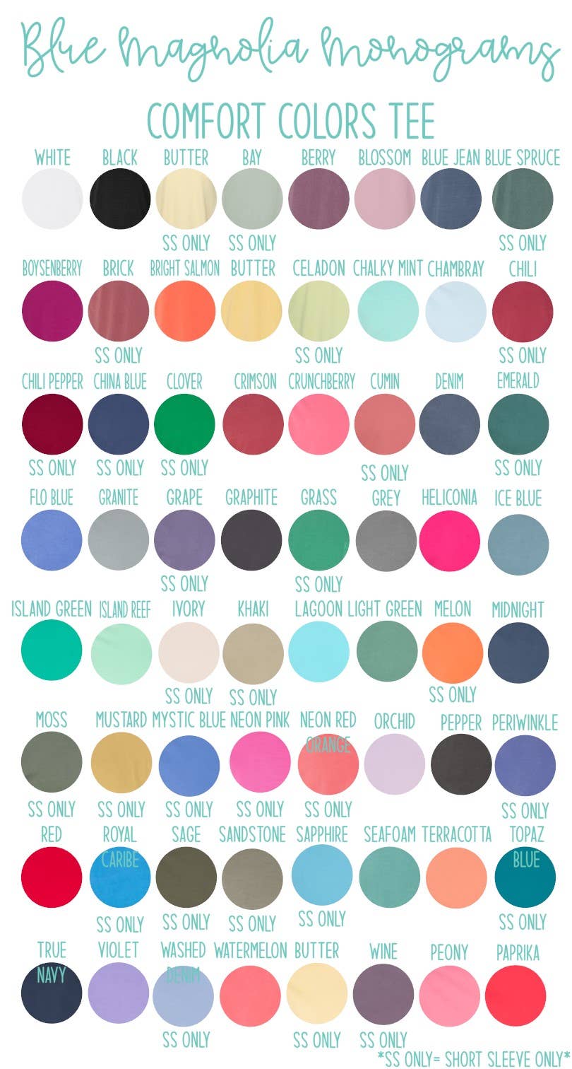 BLUE MAGNOLIA MONOGRAMS - Wholesale Screen Printed T-Shirt - Women's - Retro Floral Mama Applique Comfort Colors T-Shirt1