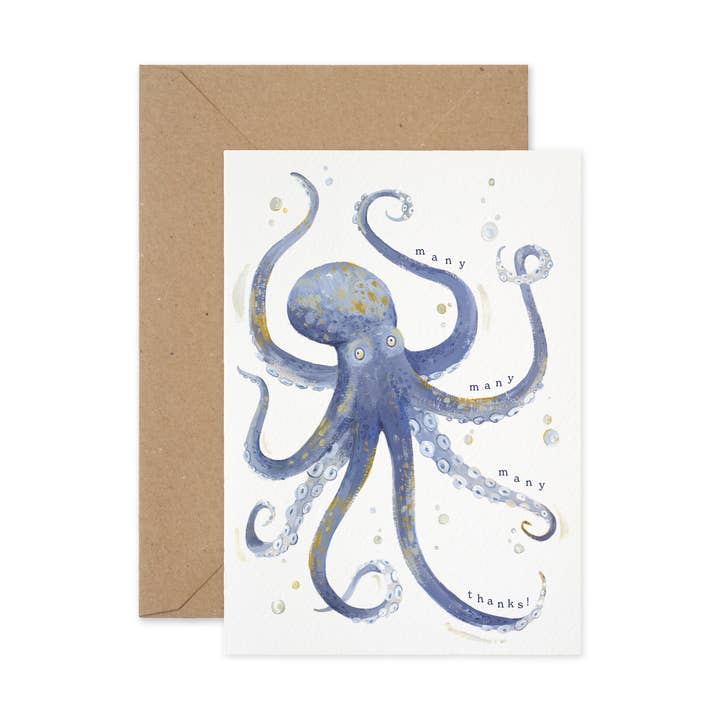 Tarjeta Many Thanks Octopus para venta al por mayor de Paper Parade Stationers