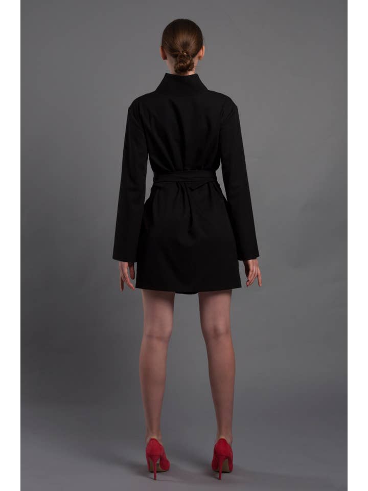 TAVROVSKA - Venta al por mayor Vestido - Mujer - Vestido kimono negro con bolsillo extraíble
