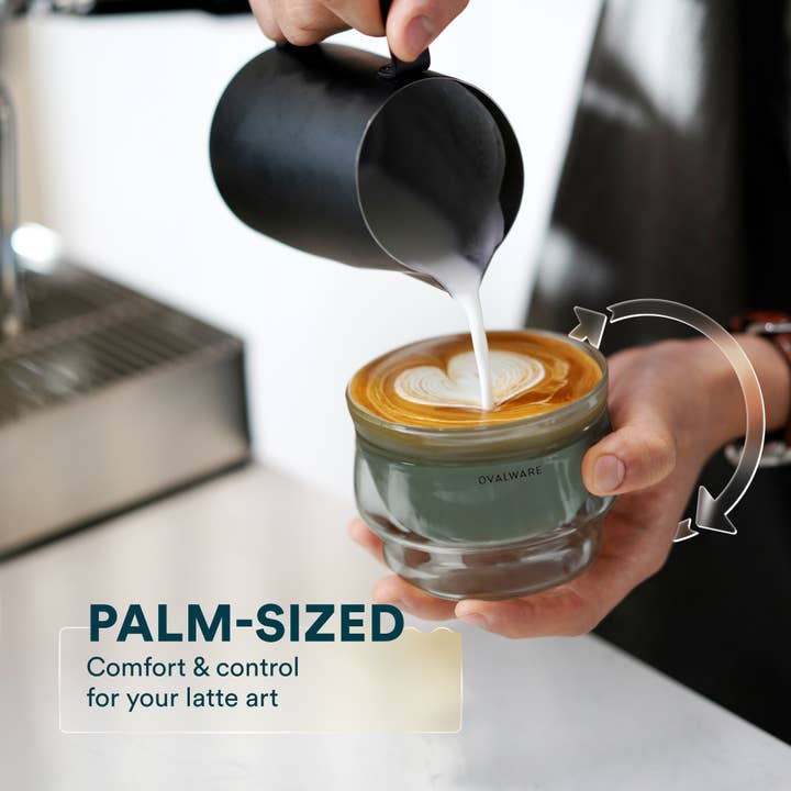 Ovalware - Wholesale Coffee/Tea Cup - Double Wall Latte Master Glass | Stealth Gray | 250mL | 8.5oz | Set of 22