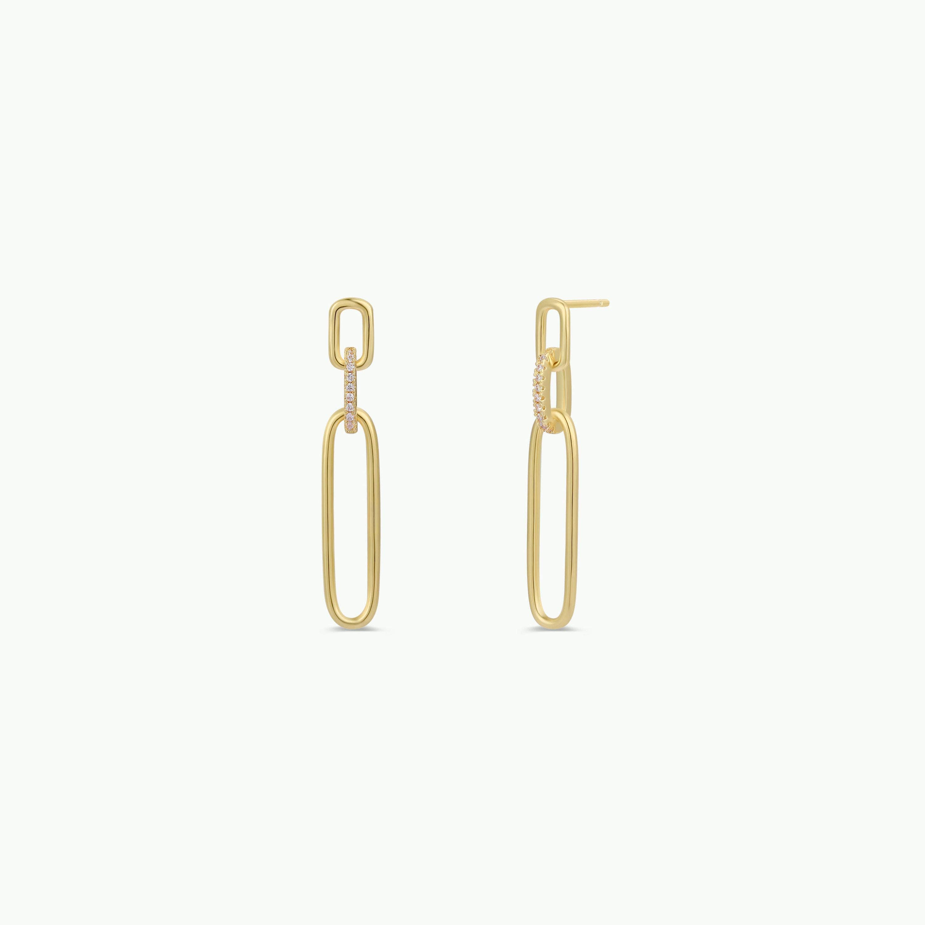 JaxKelly - Wholesale Dangle Earrings - Pave Link Drop - Gold Earrings