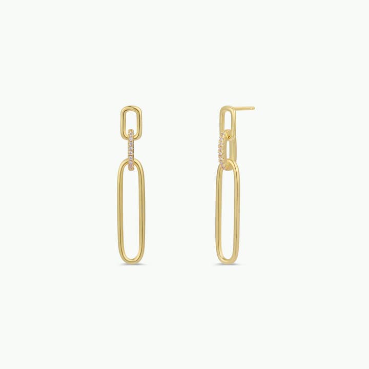 JaxKelly - Wholesale Dangle Earrings - Pave Link Drop - Gold Earrings0
