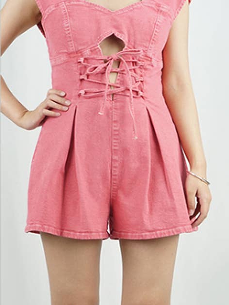 Tutina Rosa con Corsetto Intagliato con Lacci_CKD19 per la vendita all'ingrosso da parte di MEBON