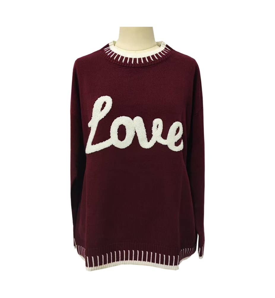 Rosa Clothing - Wholesale Knit Sweater - Women's - Valentines LOVE Letter Jacquard Sweet Knit Sweater6