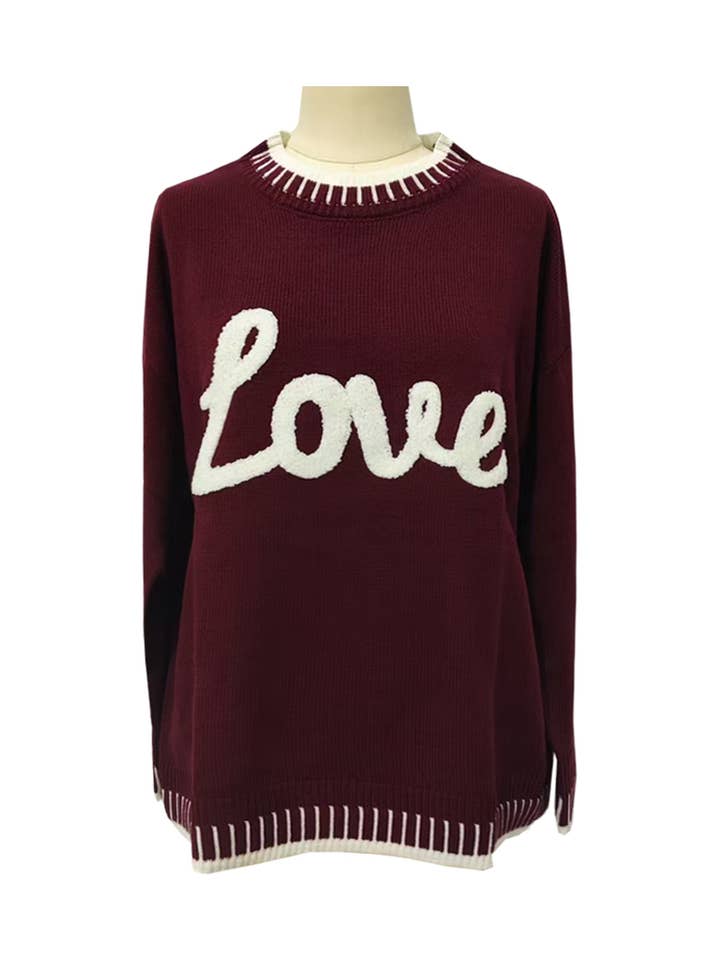 Rosa Clothing - Wholesale Knit Sweater - Women's - Valentines LOVE Letter Jacquard Sweet Knit Sweater6