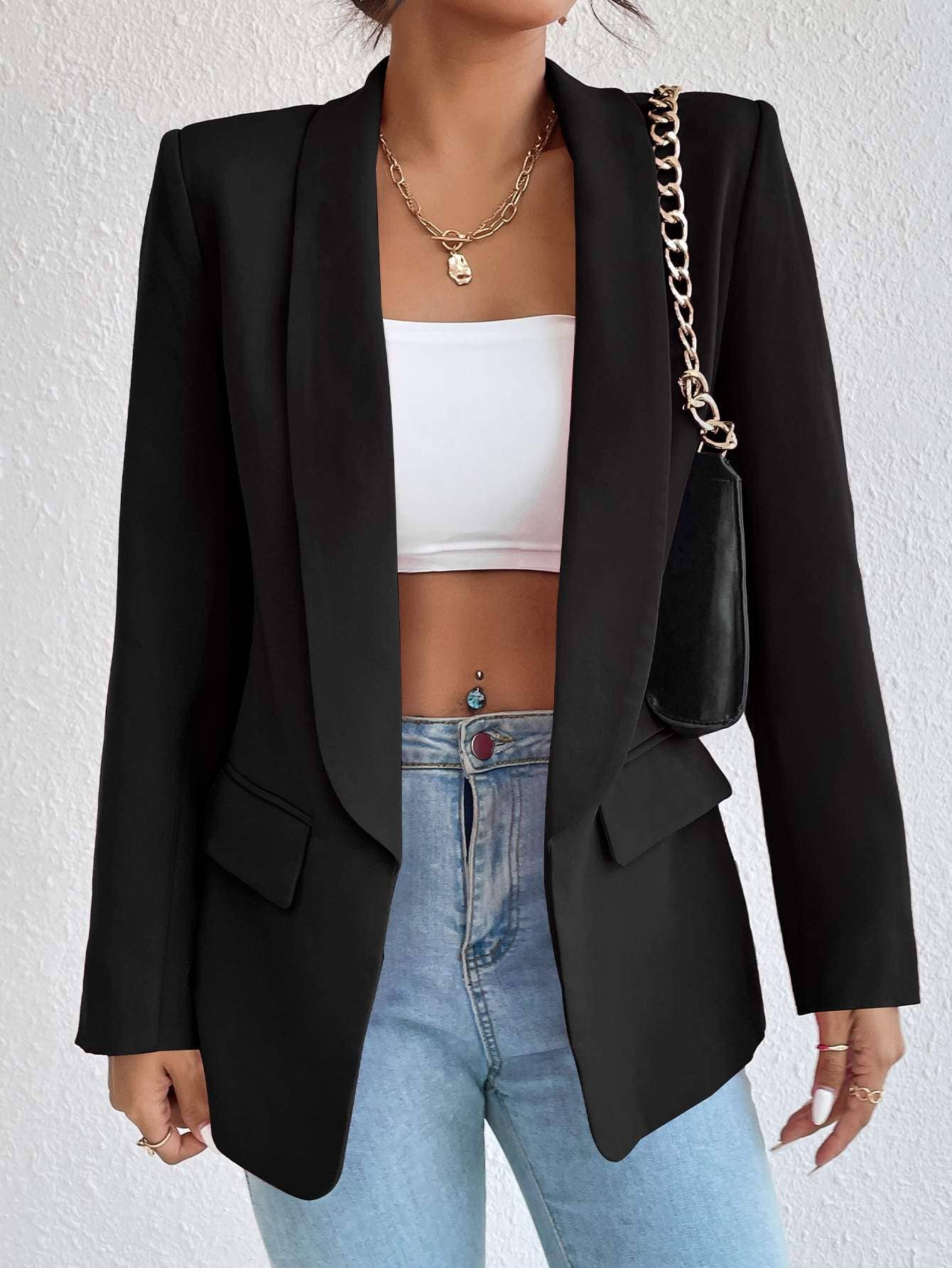 Flarix - Vente Blazer – femme - blazer à col châle uni0