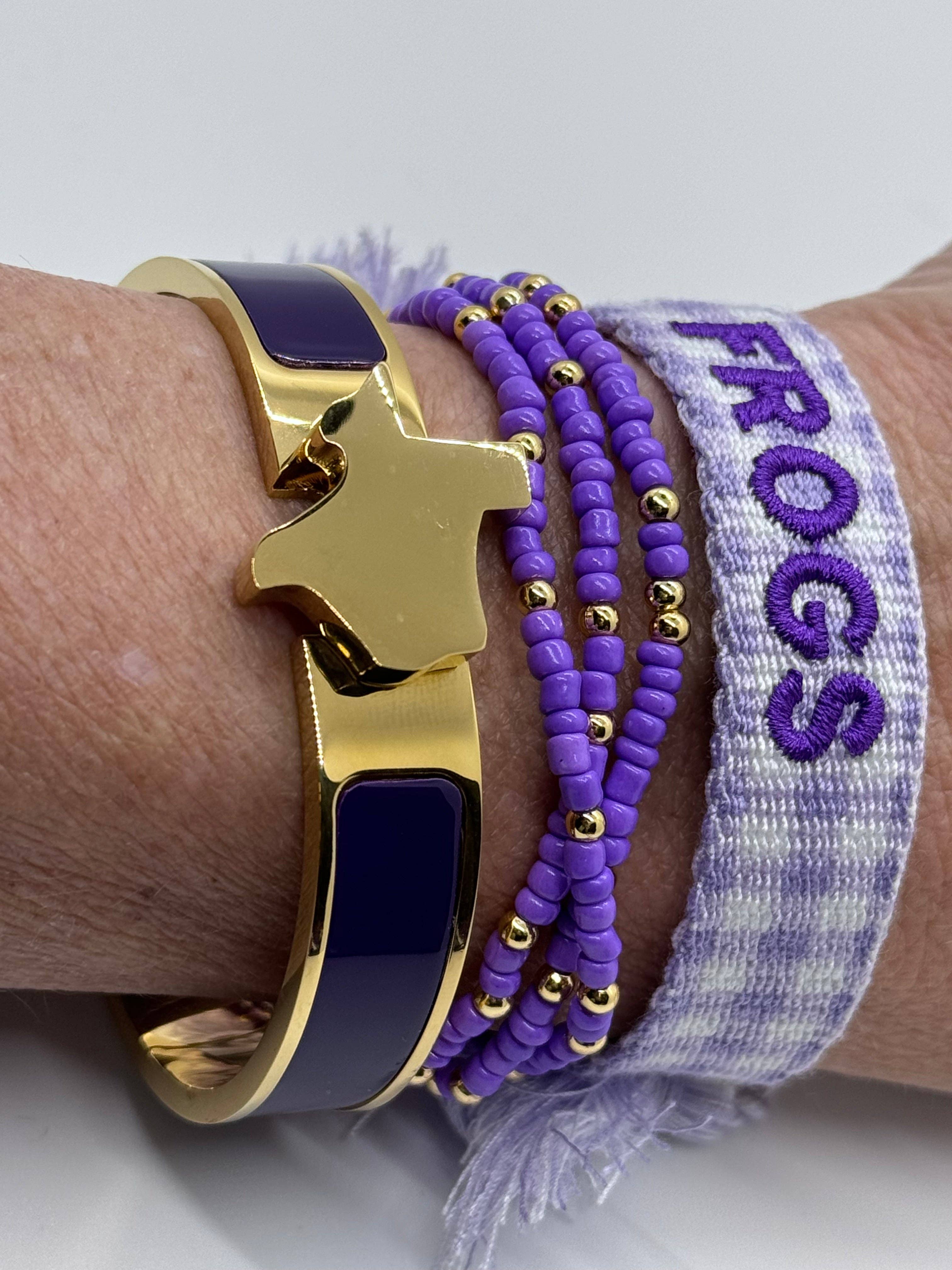 Gameday Luxe - Wholesale Cuff Bracelet - Texas Map Bangle Gold with Enamel0