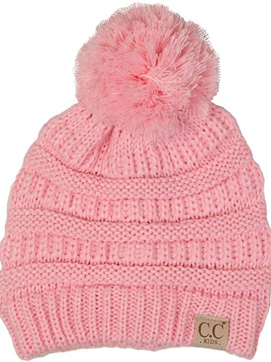 Gorro con pompón para niños (rosa pálido) para venta al por mayor de Funky Junque