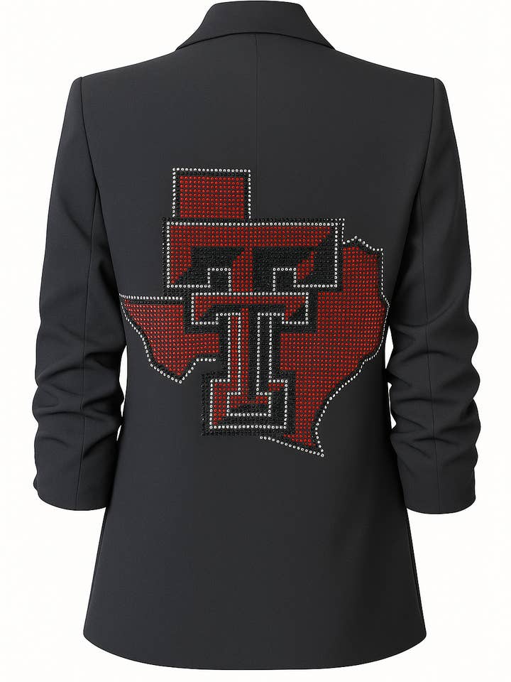 Moving Forward Designs - Vendita all'ingrosso Blazer - Donna - Blazer Nero con Maniche Arricciate Texas Tech TT State1