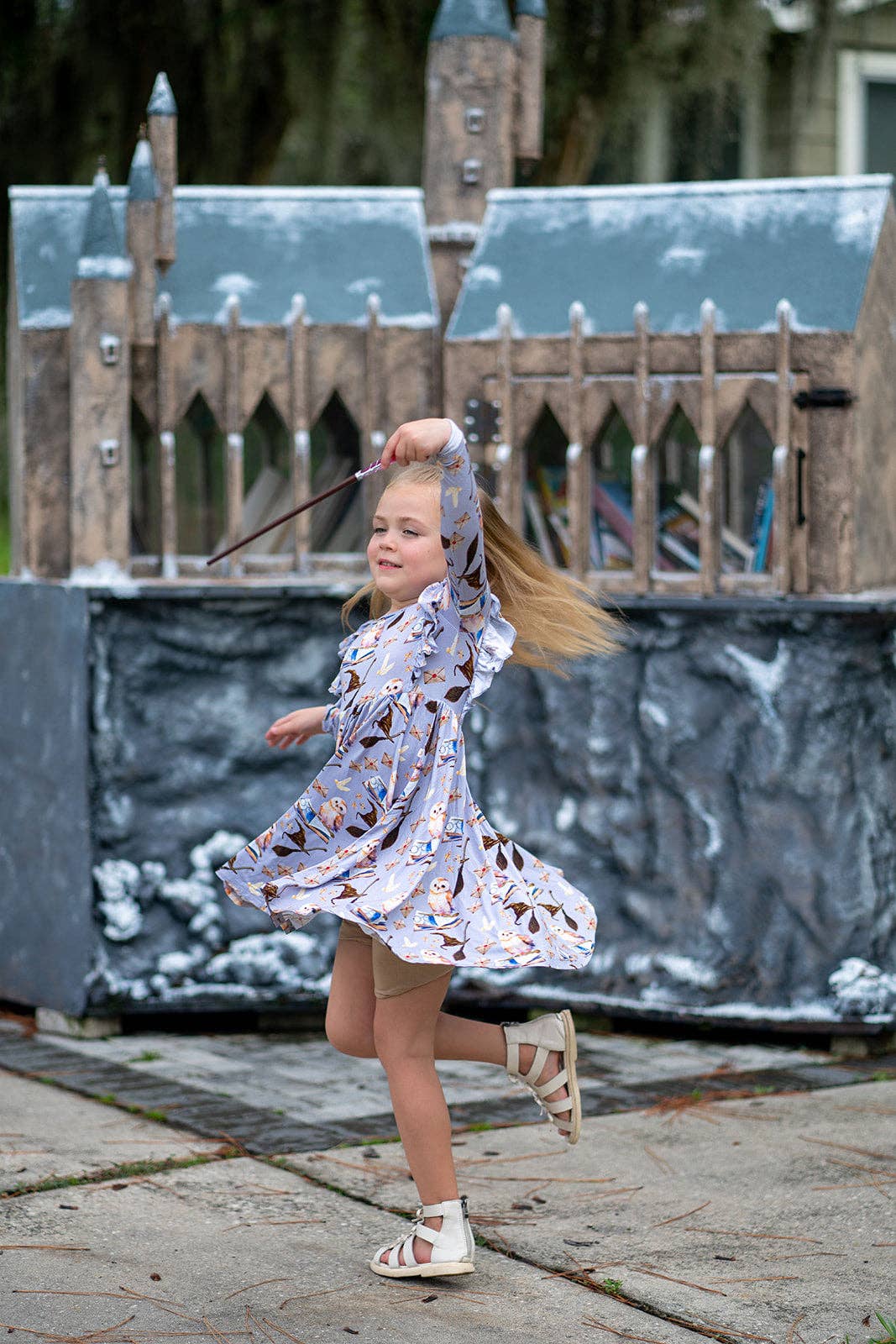 Riley & Rett - Wholesale Dress - Kids - Yer A Wizard Long Sleeve Ruffle Twirl1