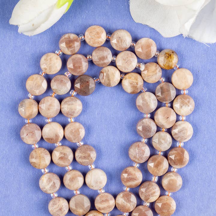 Soothing Crystals Beads - Wholesale Beads - Heishi Disc Beads | Peach Moonstone | Flat Crystal Beads11