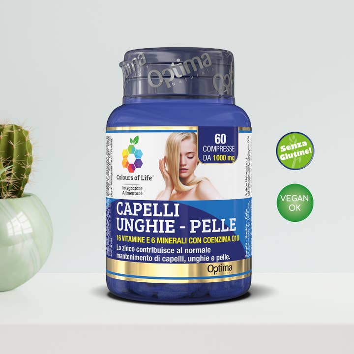 OPTIMA NATURALS – Großhandel Nahrungsergänzungsmittel/Vitamin zum Einnehmen – Haar-Nagel-Skin, 60 Tabletten, 1000 mg