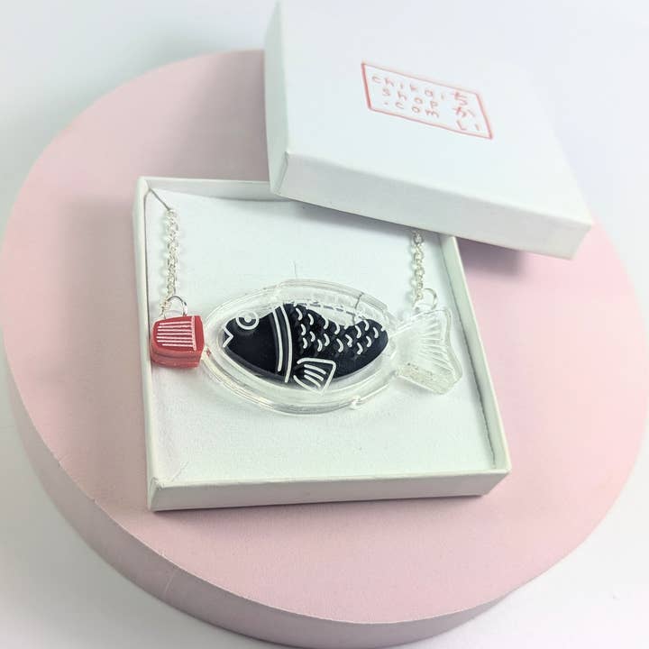 Chikai Shop – wholesale Pendant/charm necklace – Soy Sauce fish container necklace Japanese lover acrylic7