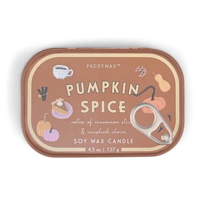 Bistro 4.5oz/127g Pumpkin Printed Tin Candle - Pumpkin Spice for wholesale by Designworks Collective
