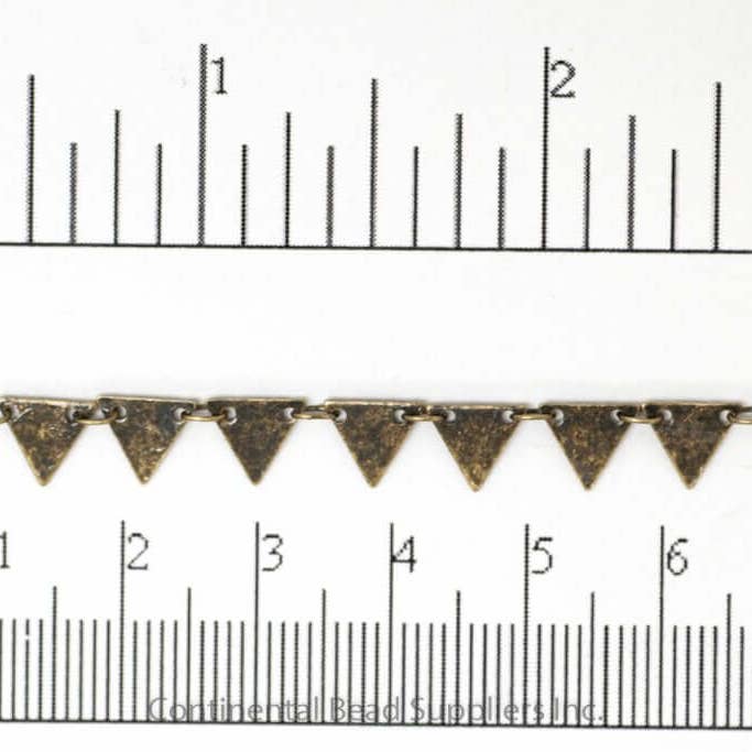 Continental Beads - Wholesale Craft Supplies - 7.25mm Solid Triangle Pennant Drop Specialty Chain Sold by The Foot - CH 9042