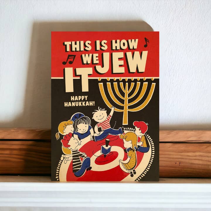 Bad Betty Greeting Co. - Wholesale Hanukkah Card - This Is How We Jew It - Cute Vintage Hanukkah Greeting Card3