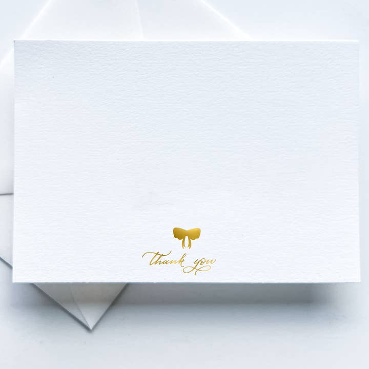 Thank You Card with Gold Foil Ribbon for wholesale by Swish Calligraphy