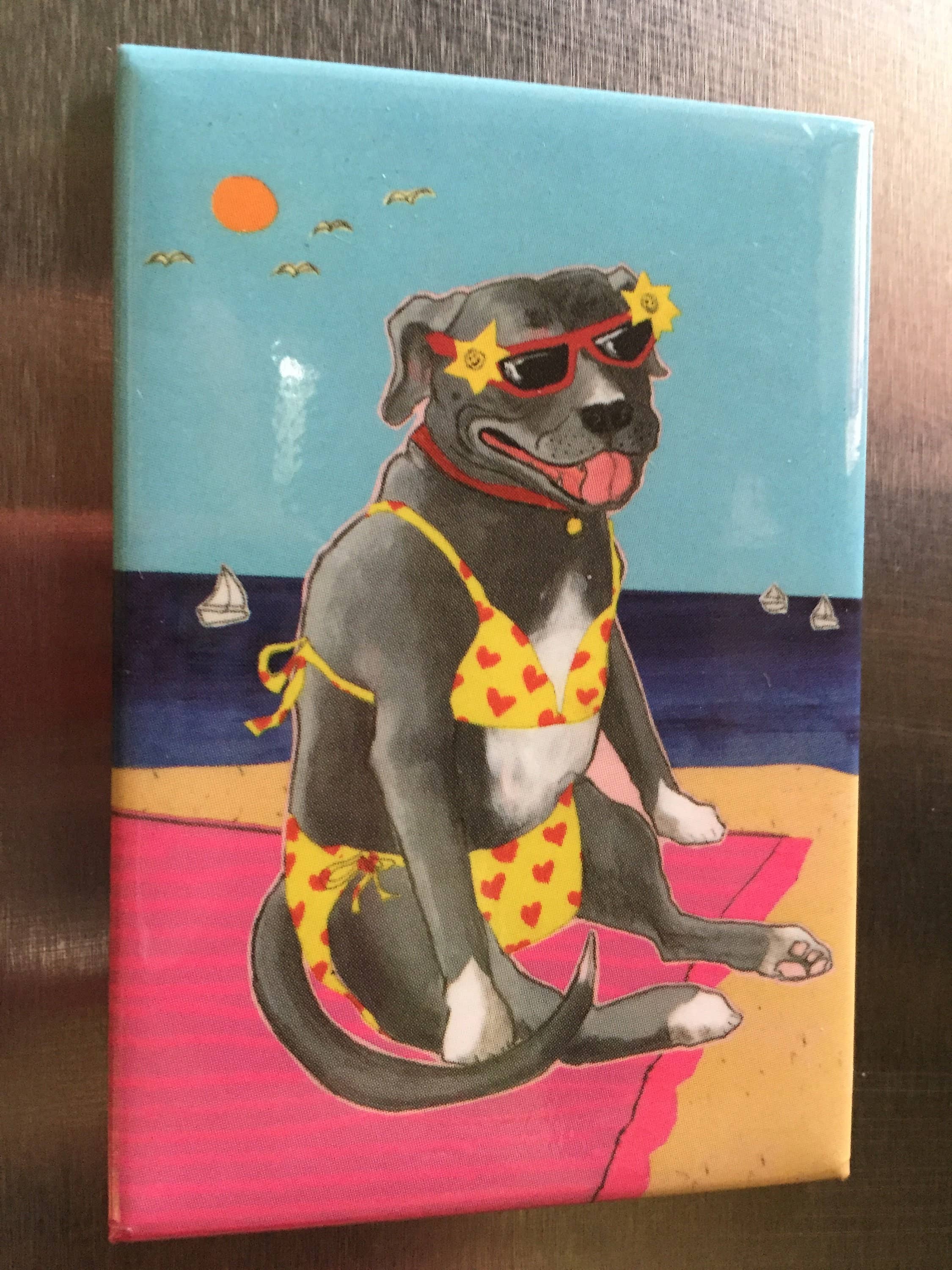 Sunde White Industries - Vendita all'ingrosso Calamite - Calamita da frigorifero Pitbull in a bikini0