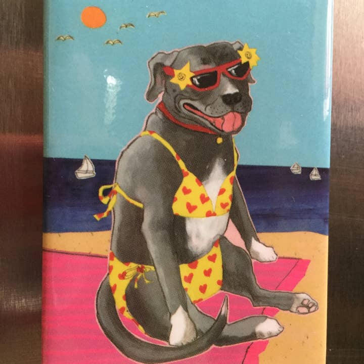 Sunde White Industries - Wholesale Magnet - Pitbull In A Bikini Refrigerator Magnet