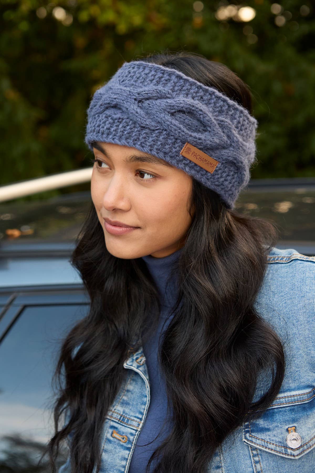 Jeans Chamonix - Cable Knit Blue Wool Winter Ear Warmer Headband for wholesale on Faire2