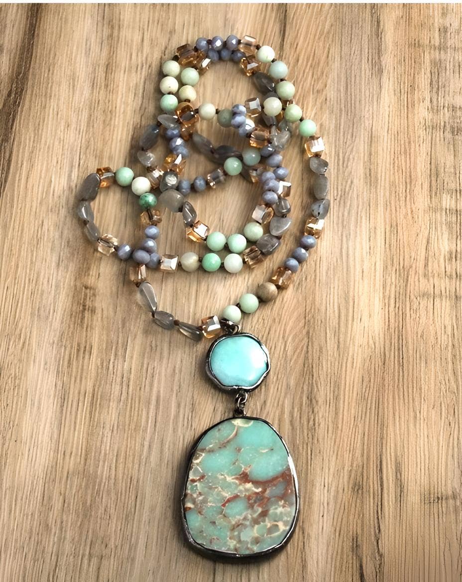 Wild & Free - Wholesale Pendant/Charm Necklace - Collar bohemio de piedra natural5