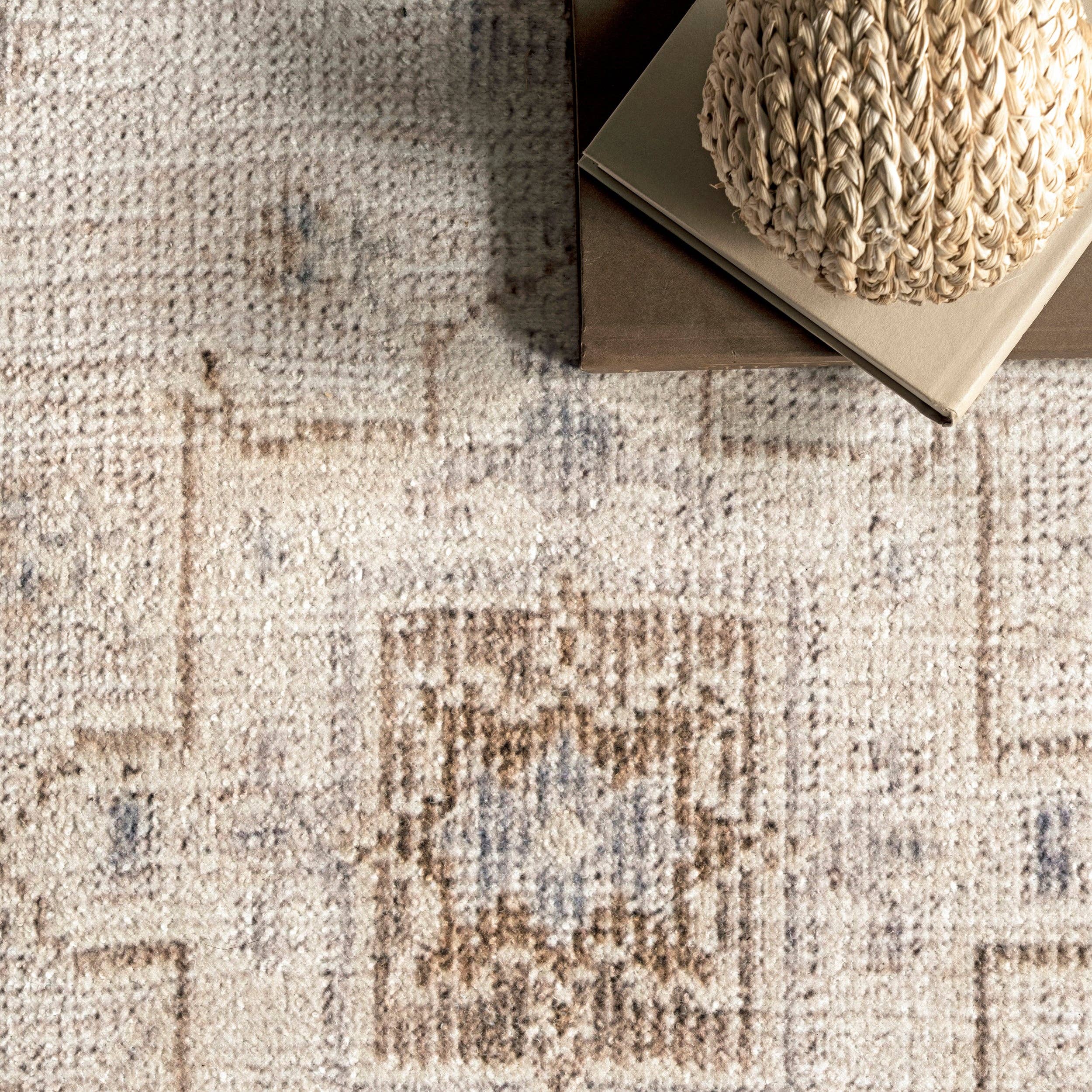 Beige Krystin Distressed Machine Washable Area Rug for wholesale on Faire4