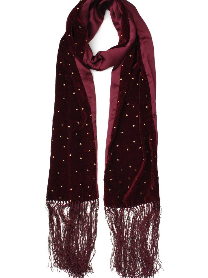 Metallic Foil Velvet Skinny Plum for wholesale by Elizabeth Gillett