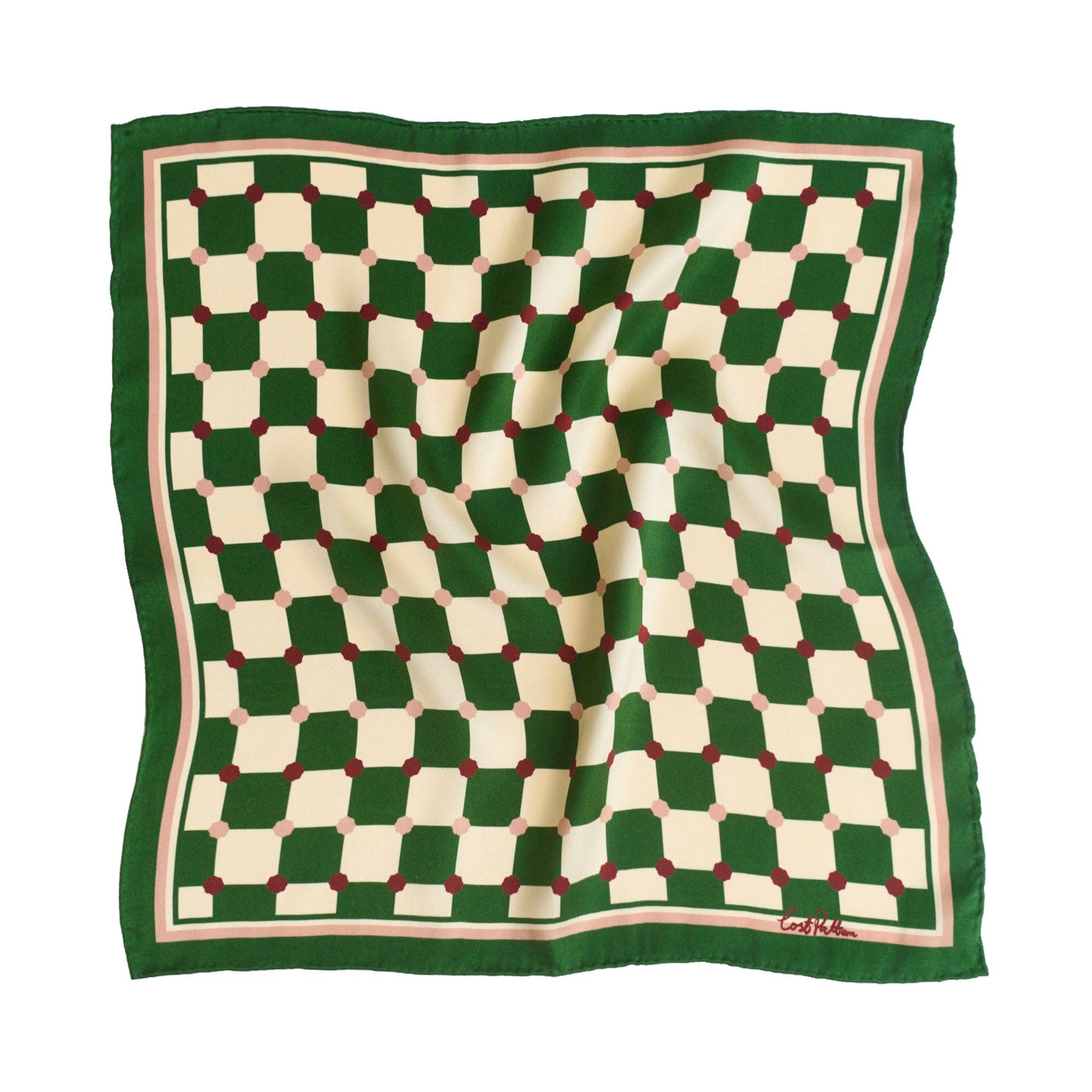 "Checkerboard" Silk Pocket Square - Green for wholesale on Faire4