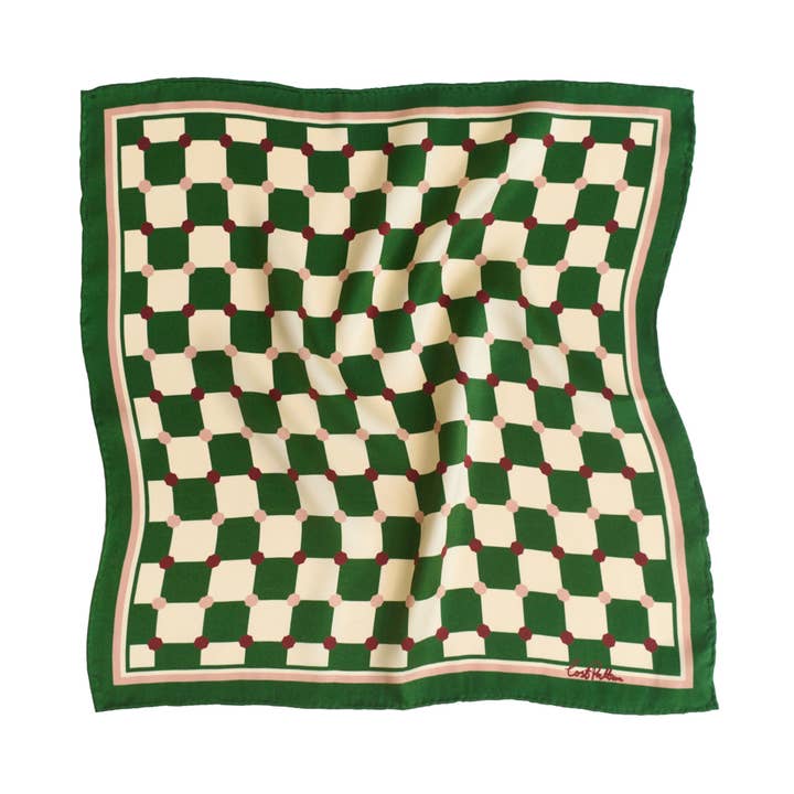 Verde Fazzoletto da taschino in seta «Checkerboard» - Verde in vendita all'ingrosso su Faire4